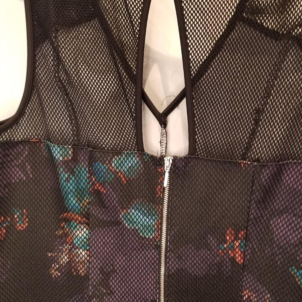 Spense Sleeveless A-Line Stretch Dress Black Net Zipper Back Floral Plus Size 14 - Picture 11 of 14